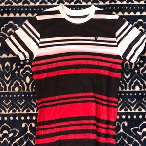 Hurley red to white fade with black stripe T-shirt